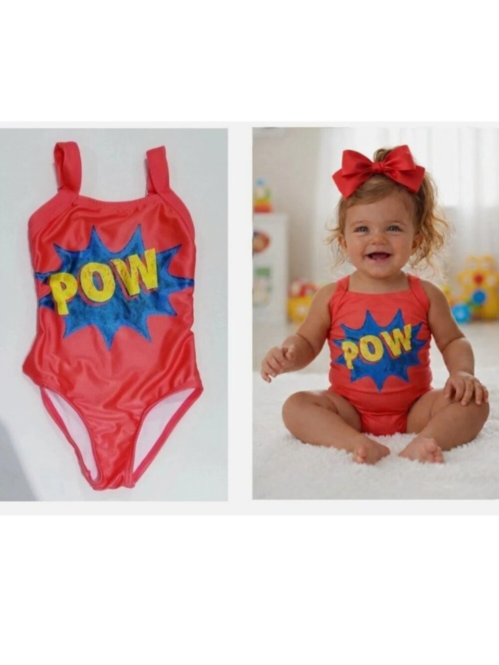 BABY GIRL'S SUBMARINE SWIM SO CUTE COMIC BOOK *POW* ONE-PIECE BATHING SUIT 12mos